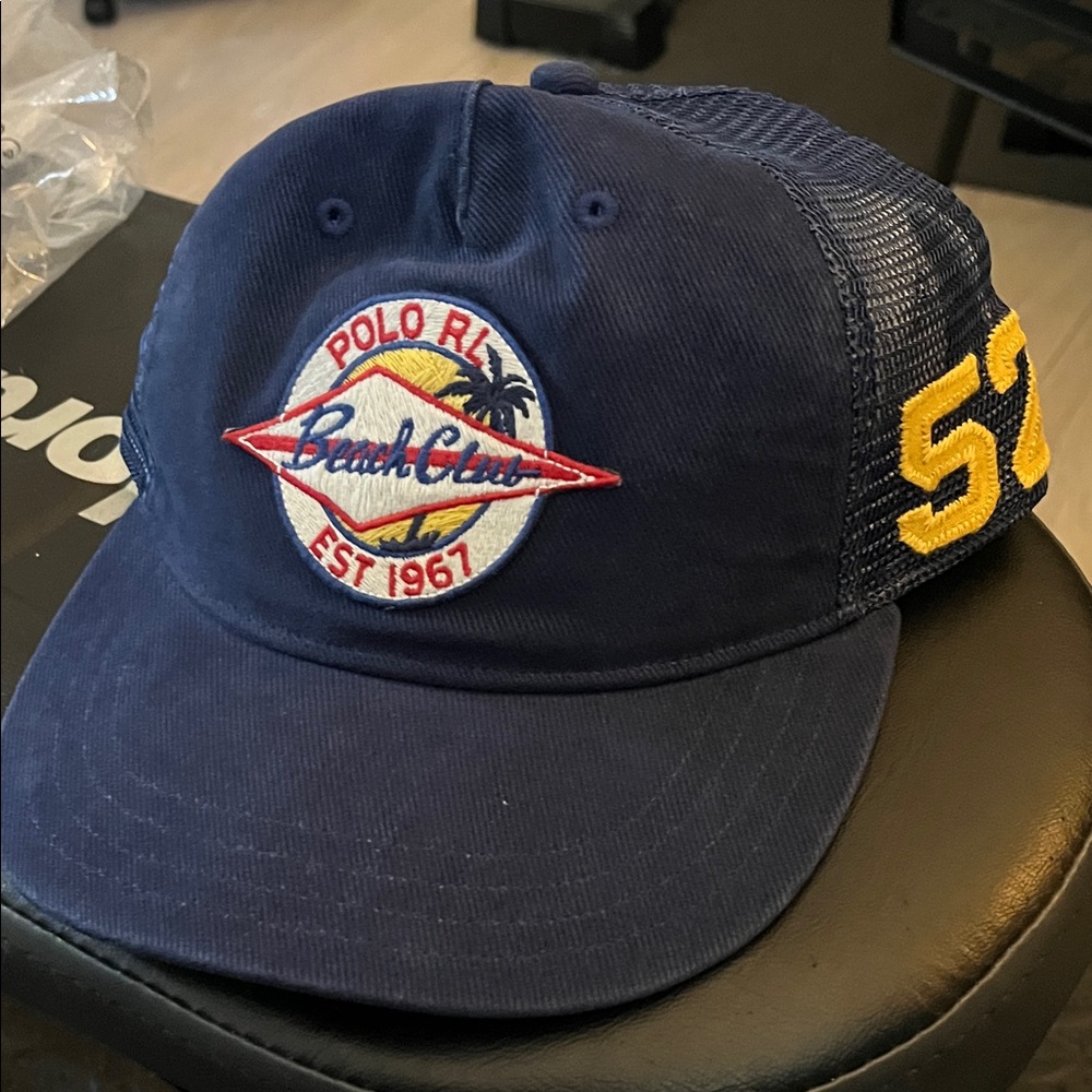 Polo by Ralph Lauren Blue Mesh Cap with Yellow Number